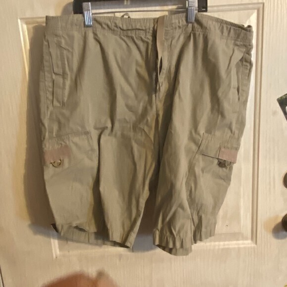 Cargo Shorts Mens xl‎ Tan Khaki ACG Logo Belted Blue Trail Outdoor - Picture 2 of 5